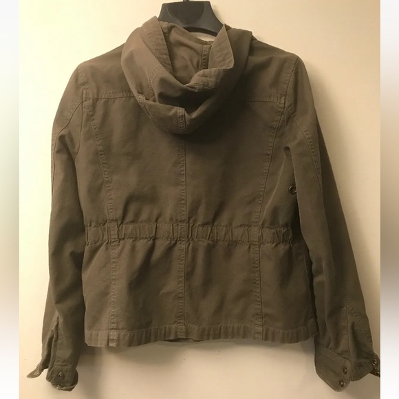 J.CREW HODDED WASHED & AGED UTILITY JACKET Coat - Sz 10 GREEN - Picture 4 of 5